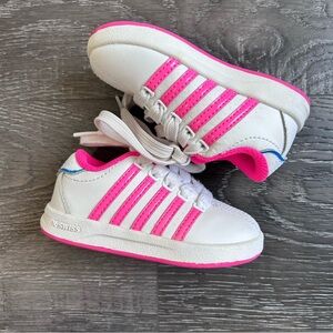 K-Swiss Kids White & Pink Low-Top Sneakers Size 5
